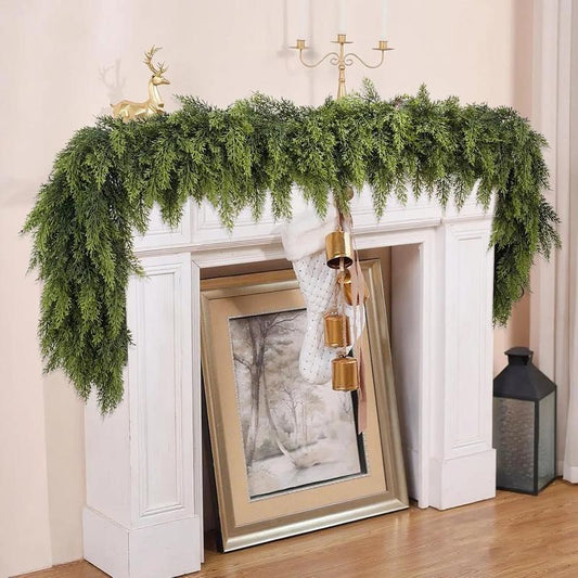 6FT Artificial Cedar Garland Realistic Greenery - 2Pcs